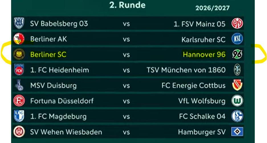 2.Runde im DFB-Pokal der Junioren gegen Hannover 96
